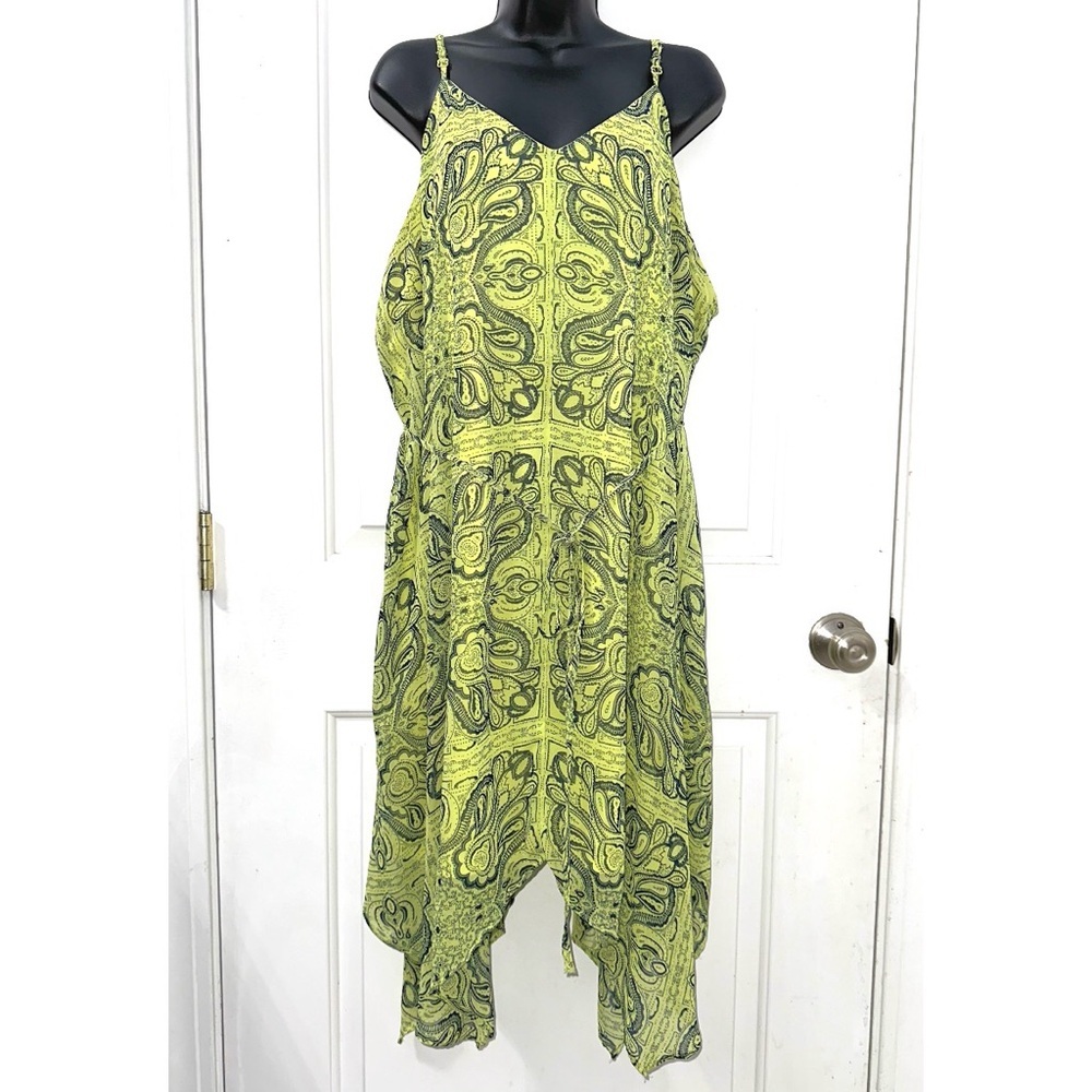 Maurices lime green paisley print summer dress with adjustable straps